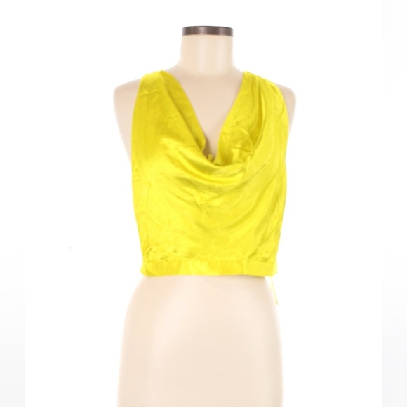 Women’s bright yellow Zara crop top with zipper in back size medium - Picture 3 of 3